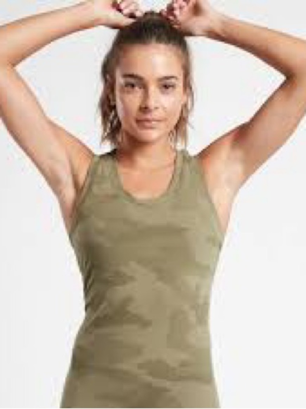 Athleta Momentum Camo Seamless Racerback Tank Top - Olive Green XS
